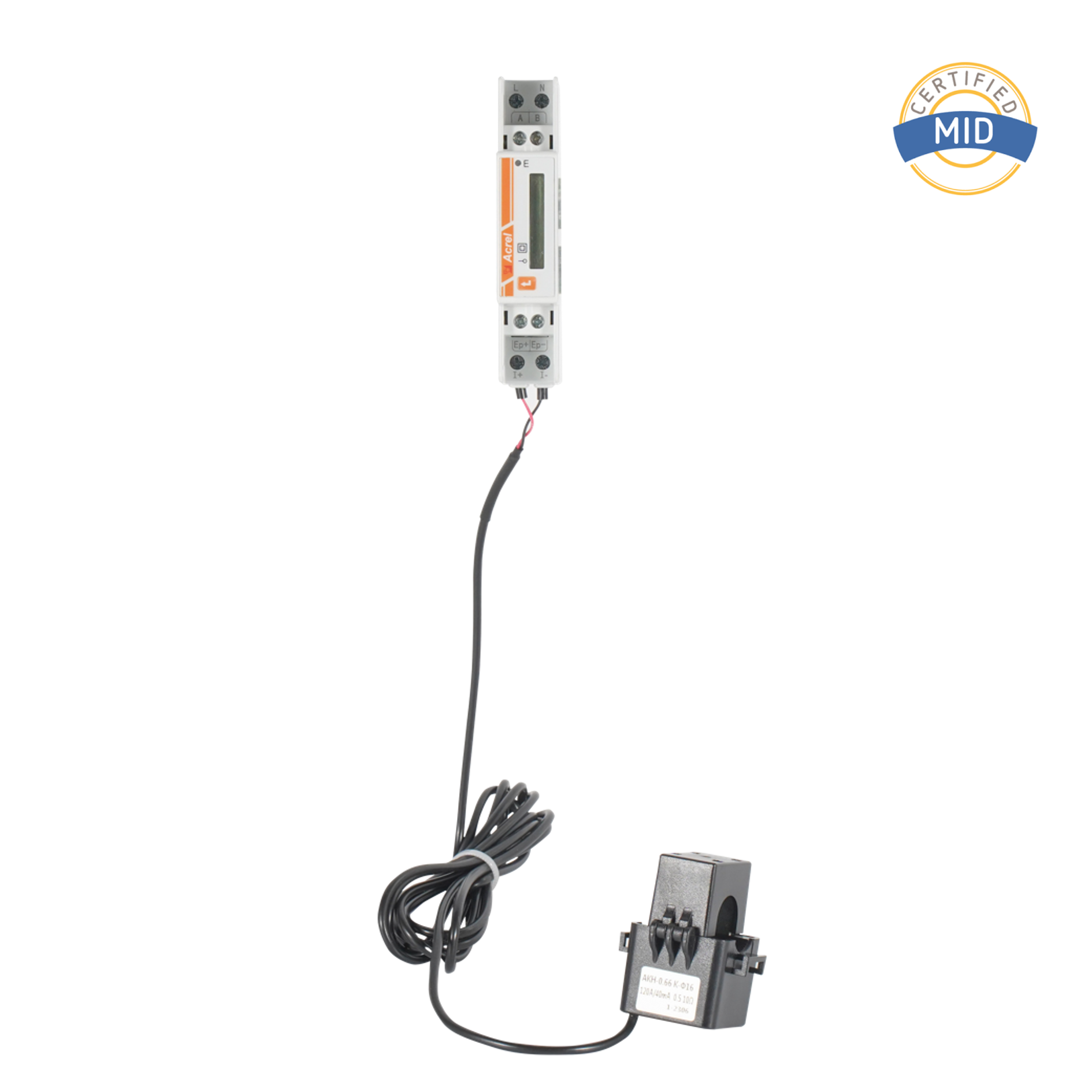 Medidor de energia monofásico AC certificado pela MID com CT externo