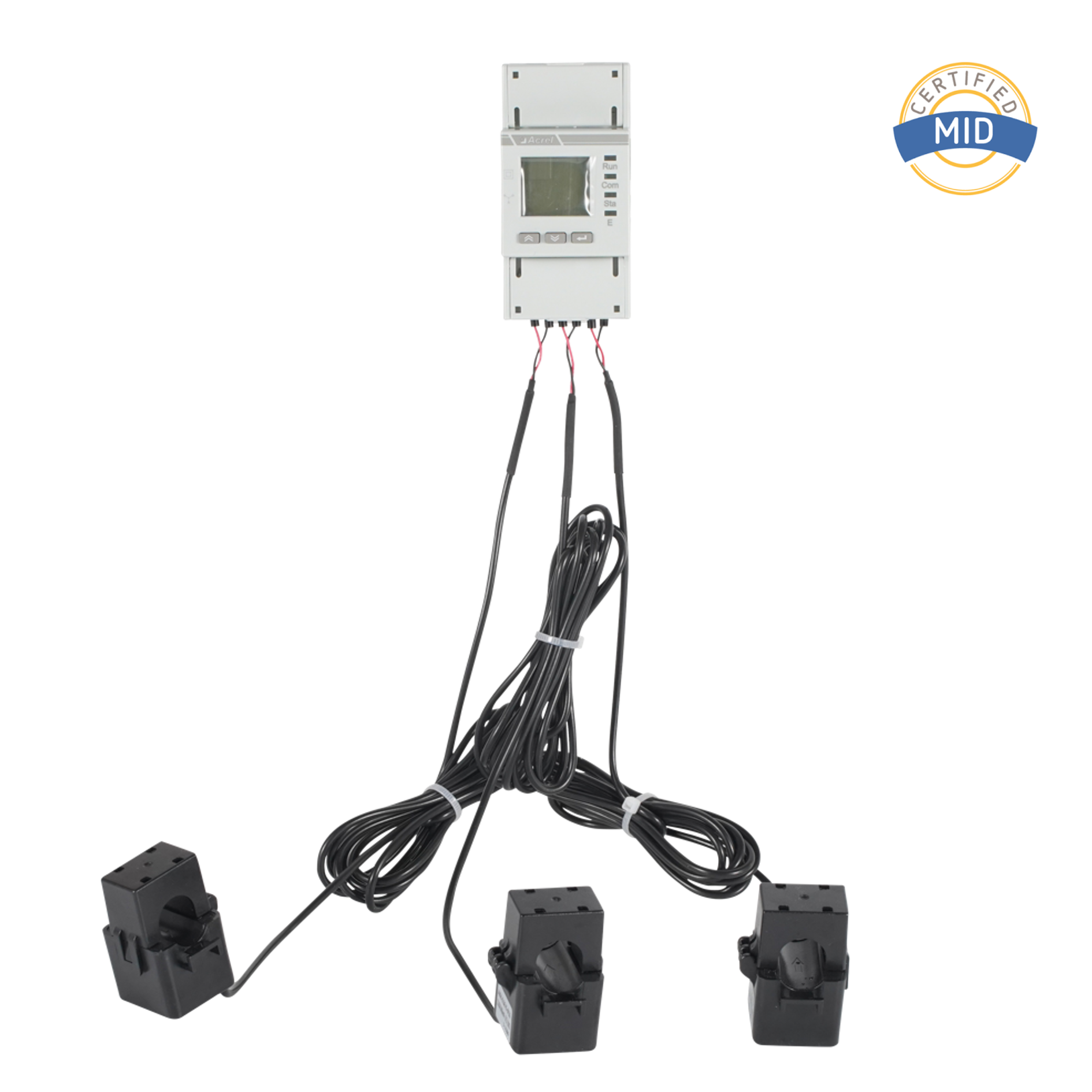 Medidor de energia trifásico CA com certificação MID equipado com CTs de núcleo dividido