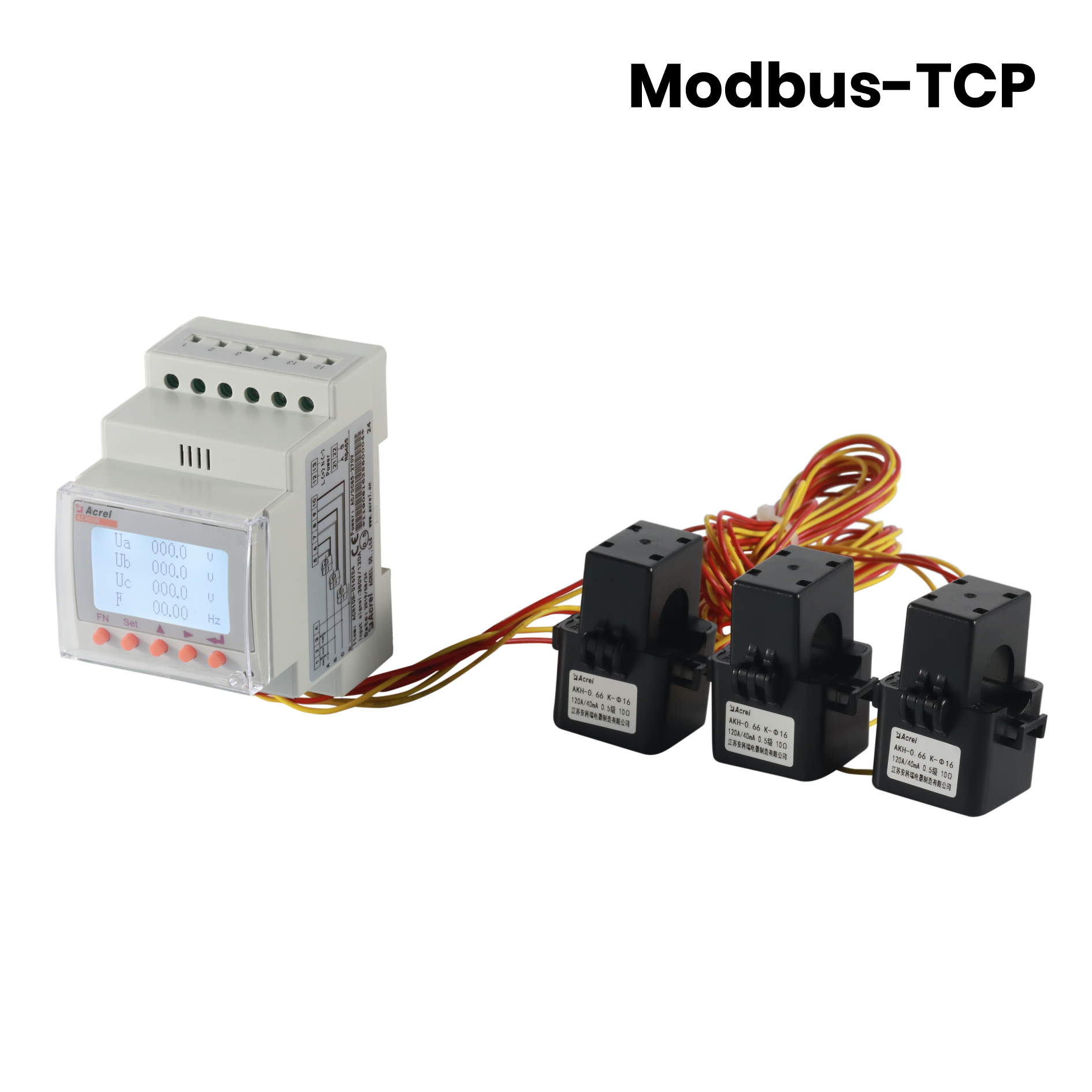 Medidor de energia trifásico AC Modbus-TCP de comunicação Ethernet com CTs externos